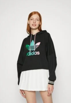 Adidas Originals Adicolor 70S Cropped Hoodie - Sweatshirt - Black -ASOS 1e1cf283d3224aeea935f2cc10677ec4