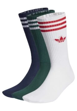 Adidas Originals Solid Crew 3 Pack - Chaussettes - Night Indigo/White/Collegiate Green
