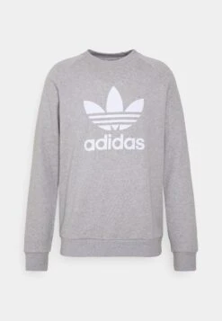 Adidas Originals Trefoil Crew - Sweatshirt - Medium Grey Heather/White