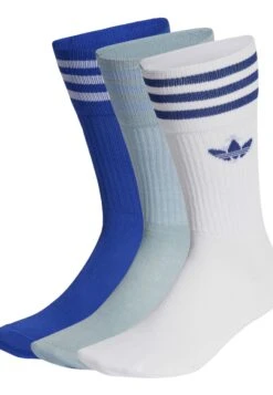 Adidas Originals Solid Crew 3 Pack - Chaussettes - White Magic Grey Semi Lucid Blue