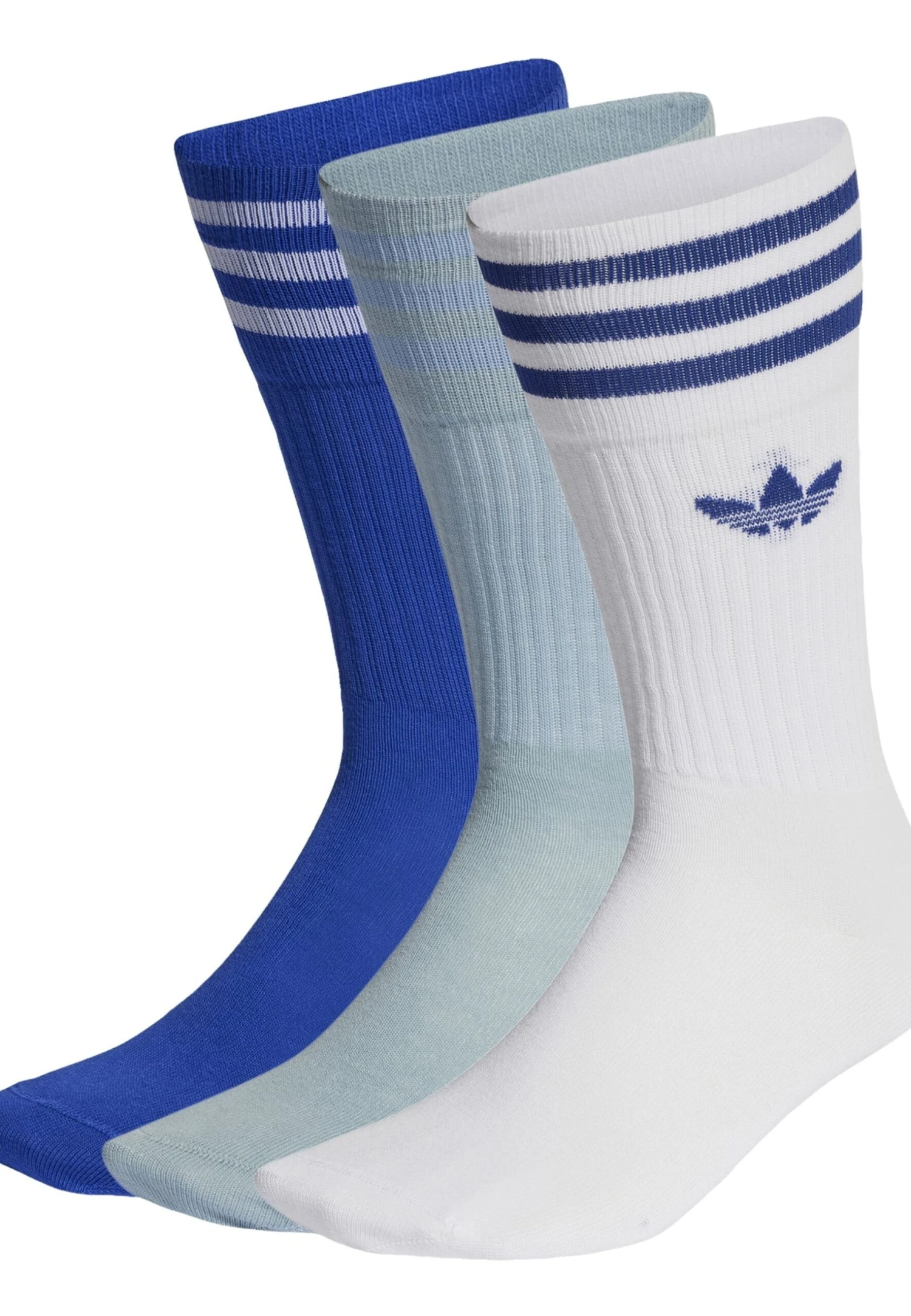 Adidas Originals Solid Crew 3 Pack - Chaussettes - White Magic Grey Semi Lucid Blue 1 Adidas Originals Solid Crew 3 Pack - Chaussettes - White Magic Grey Semi Lucid Blue