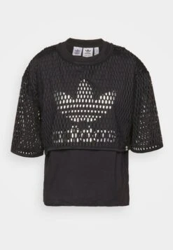 Adidas Originals Big Logo Tee 2 In 1 - T-Shirt Imprimé - Black -ASOS 3552fb7270da4b8db73dd0e3ab69b529