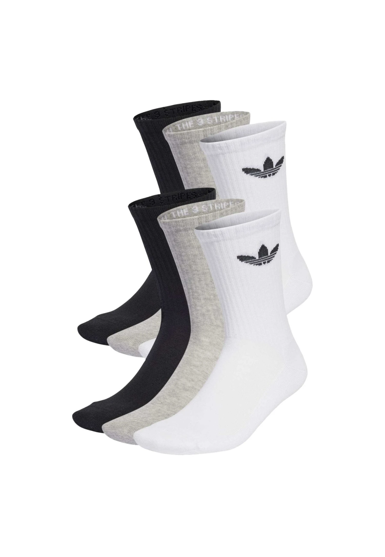 Adidas Originals Tre Crw 6 Pack - Chaussettes - Black/White/Medium Grey Heather 1 Adidas Originals Tre Crw 6 Pack - Chaussettes - Black/White/Medium Grey Heather