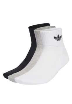 Adidas Originals Mid Ankle Unisex 3 Pack - Chaussettes - White Medium Grey Heather Black