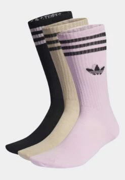 Adidas Originals Solid Crew 3 Pack - Chaussettes - Black/Beige/Orchid Fusion