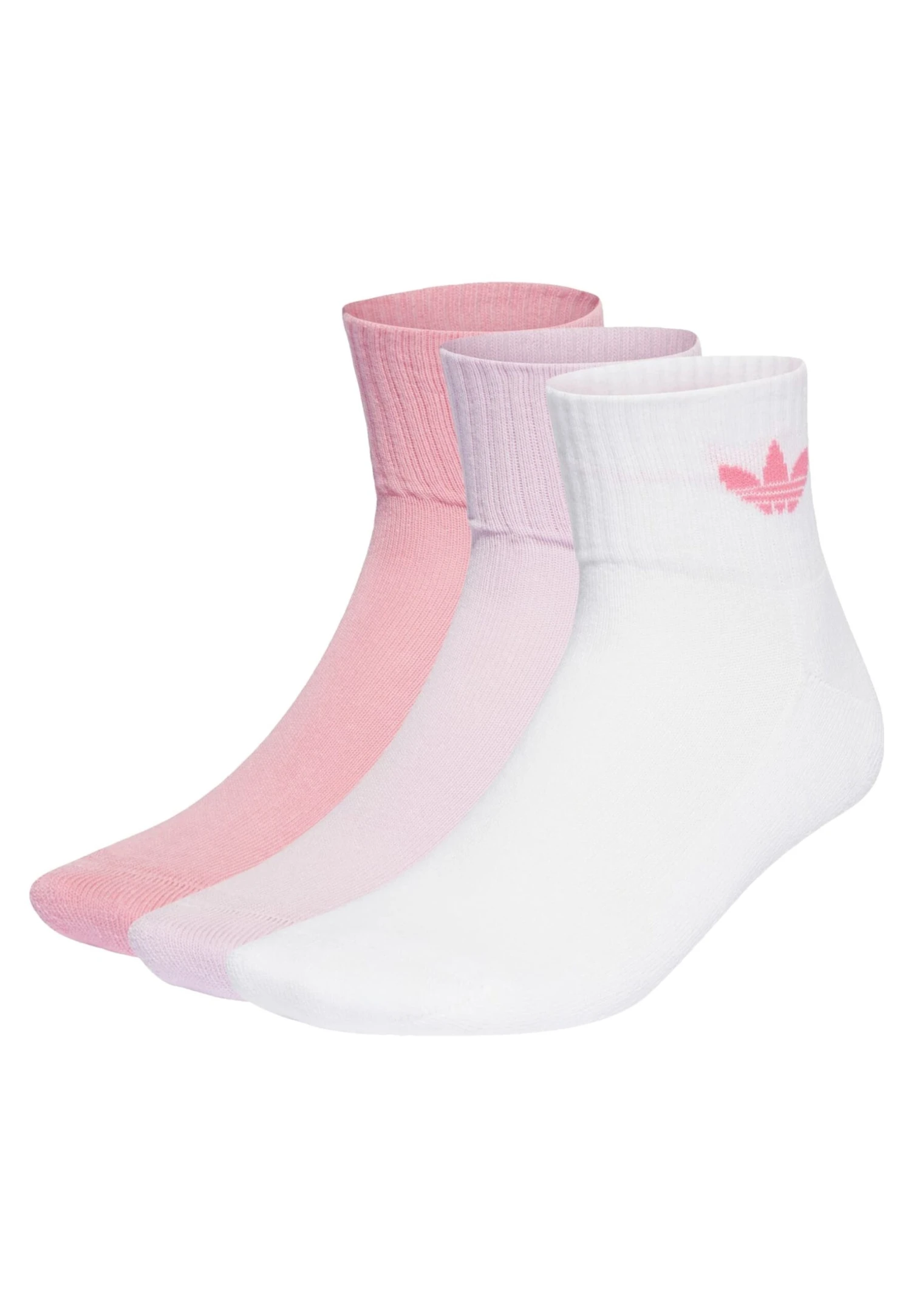 Adidas Originals Mid Ankle Unisex 3 Pack - Chaussettes - White Orchid Fusion Bliss Pink 1 Adidas Originals Mid Ankle Unisex 3 Pack - Chaussettes - White Orchid Fusion Bliss Pink