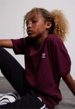 Adidas Originals Tee Junior Unisex - T-Shirt Basique - Maroon/Clear Pink