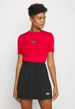 Adidas Originals Slim Short Sleeve Tee - T-Shirt Imprimé - Scarlet