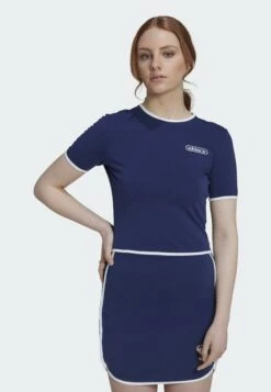 Adidas Originals Crop With Binding Details - T-Shirt Imprimé - Blue