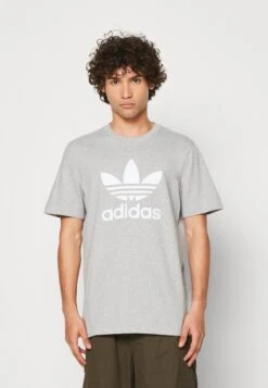 Adidas Originals Trefoil Unisex - T-Shirt Imprimé - Medium Grey Heather/White