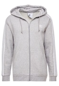 Adidas Originals Stripes Unisex - Sweat Zippé - Medium Grey Heather -ASOS a39cfa1f3d9747d3a10f297af3c68fff