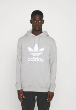 Adidas Originals Trefoil - Sweat À Capuche - Medium Grey Heather/White