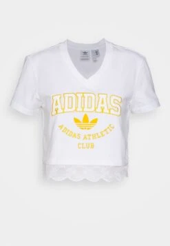 Adidas Originals Cropped Vneck - T-Shirt Imprimé - White -ASOS b40d801168d04d6faae49c63af7c1da1