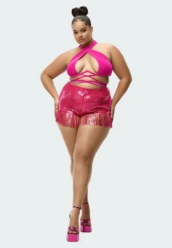 Adidas Originals Ivy Park Sequin With Fringe Plus Size - Accessoire De Plage - Shock Pink