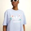 Adidas Originals Oversized Tee - T-Shirt Imprimé - Blue Dawn