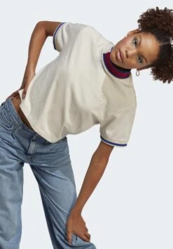 Adidas Originals Collar Crop Tee - T-Shirt Imprimé - White Mel