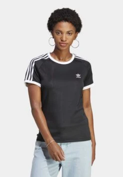 Adidas Originals Classics Slim 3-Stripes - T-Shirt Imprimé - Black
