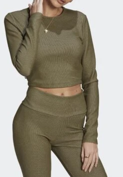 Adidas Originals T-Shirt À Manches Longues - Khaki -ASOS d295478a207e4ae4b461fbada0882a3e