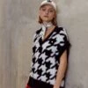 Adidas Originals Houndstooth Vest - T-Shirt Imprimé - Black/White
