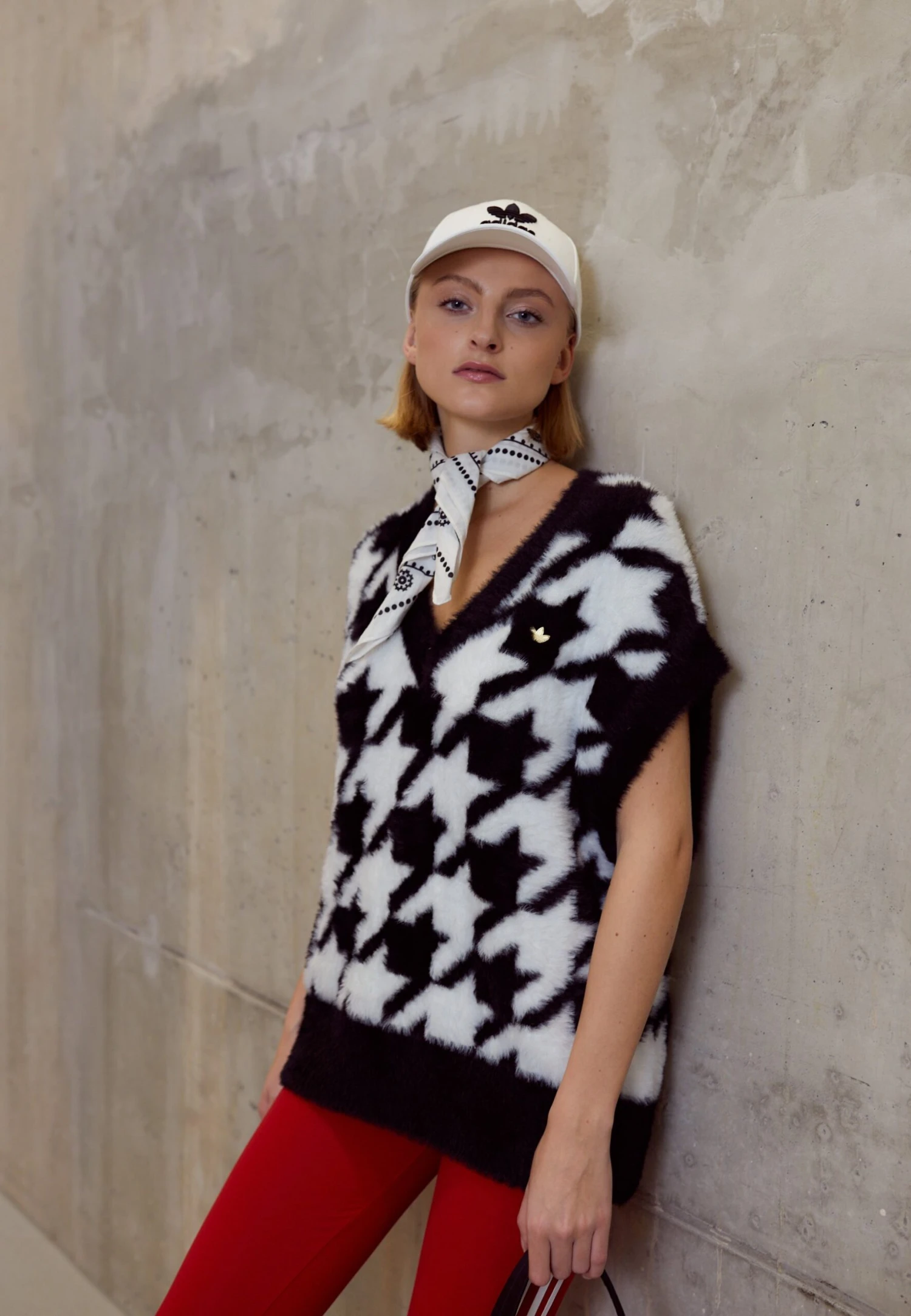 Adidas Originals Houndstooth Vest - T-Shirt Imprimé - Black/White 1 Adidas Originals Houndstooth Vest - T-Shirt Imprimé - Black/White