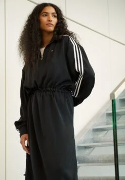 Adidas Originals High Neck Long Sleeve Zip Dress - Robe En Jersey - Black