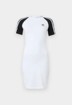 Adidas Originals ADICOLOR 3-STRIPES RAGLAN SHORT SLEEVE - Robe En Jersey - Whitebetter Scarlet -ASOS db646f45edbb4c3491d54baaf3bd3f69