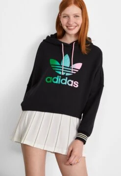 Adidas Originals Adicolor 70S Cropped Hoodie - Sweatshirt - Black