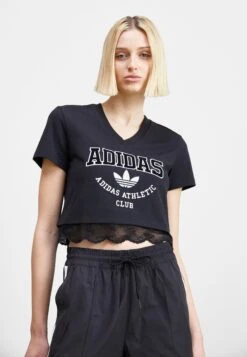 Adidas Originals Cropped Vneck - T-Shirt Imprimé - Black