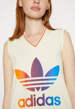 Adidas Originals Adicolor 70S V Neck Dress - Robe De Jour - White -ASOS df514db2cdf44a41a5cf8f26df882e05