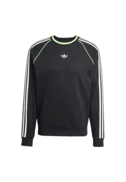 Adidas Originals PIPING CREWNECK - Sweatshirt - Black White -ASOS df71349edcd4402fa2cac132eb396297