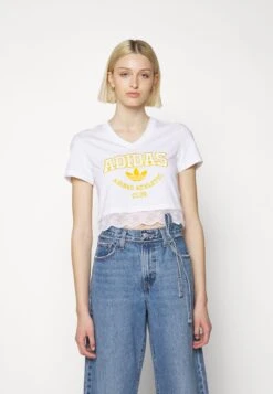 Adidas Originals Cropped Vneck - T-Shirt Imprimé - White -ASOS e3a97fda4a5247c789bc43e602c8bae1