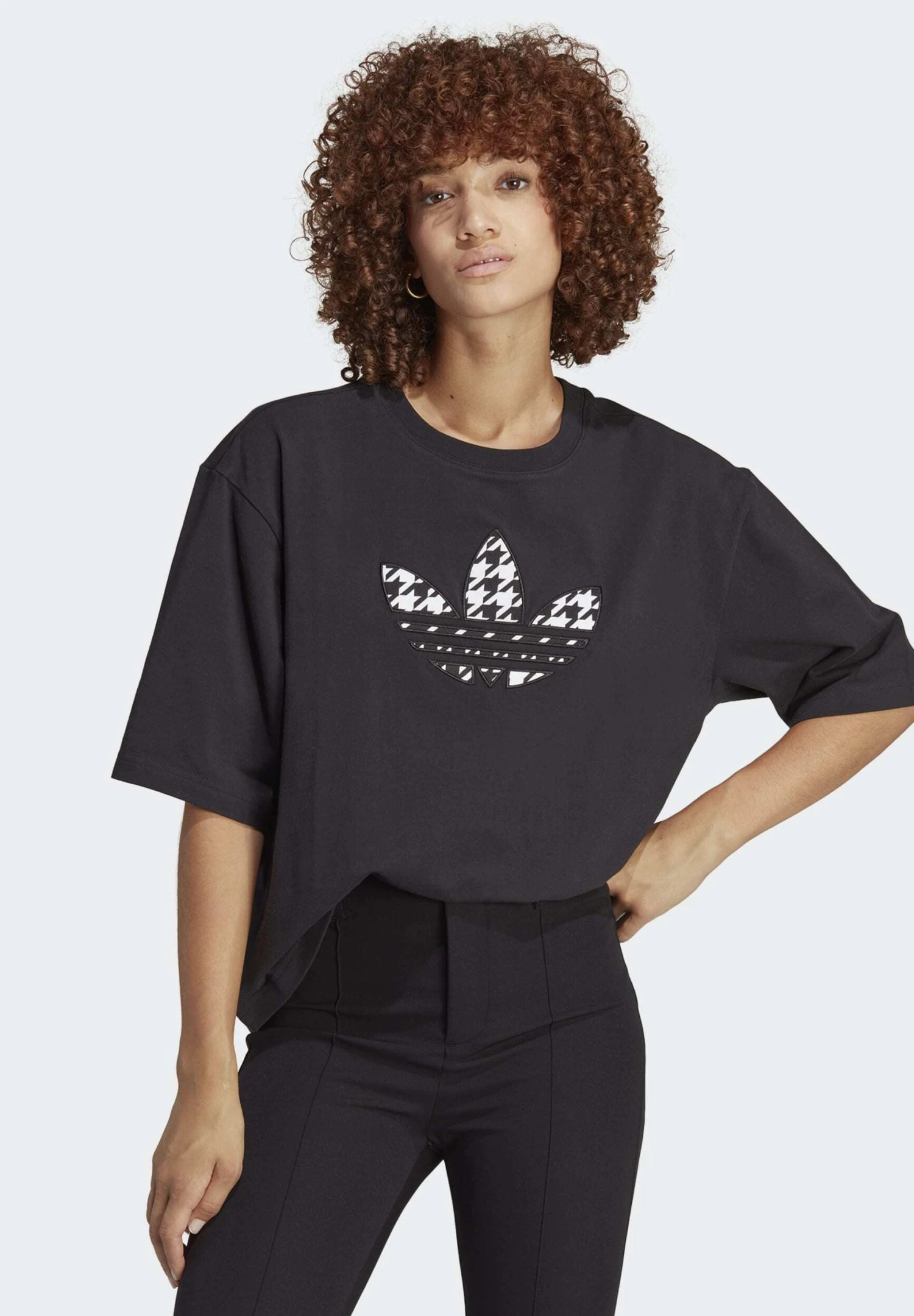 Adidas Originals Houndstooth Trefoil Infill - T-Shirt Imprimé - Black 1 Adidas Originals Houndstooth Trefoil Infill - T-Shirt Imprimé - Black