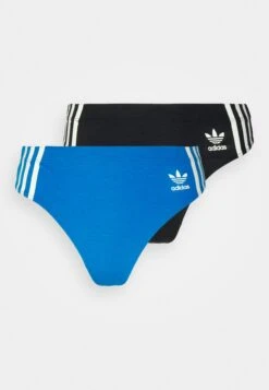 Adidas Originals Wide Side Thong 2 Pack - String - Black/Bluebird -ASOS f28ff42901814b99a549cc5c96e9f167