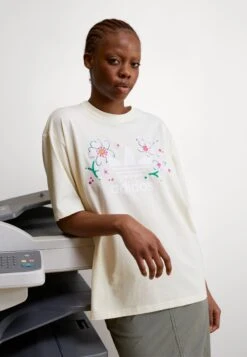 Adidas Originals Oversized Tee - T-Shirt Imprimé - Cream White